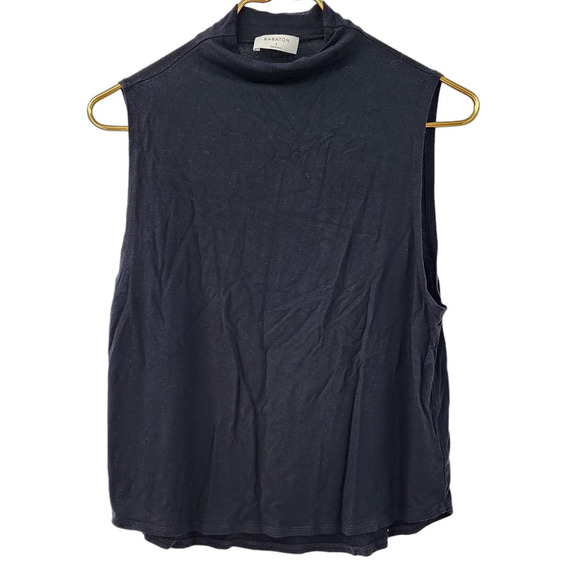 Babaton Plain Black Classic Sleeveless Closet Staple Mock Neck Top Small - Picture 1 of 6